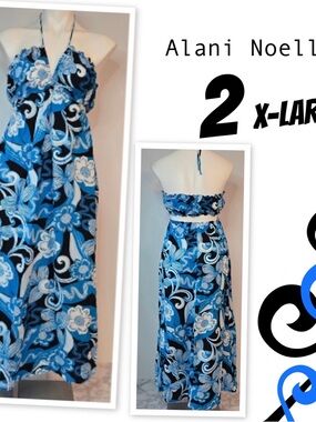 Blue Floral Strapless Maxi Dress